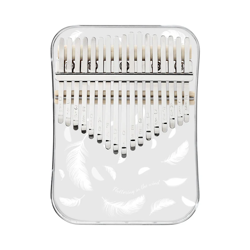 Hluru Acrylic Kalimba Feather & Dandelion 17/21 keys Solid Board Transparent Thumb Piano