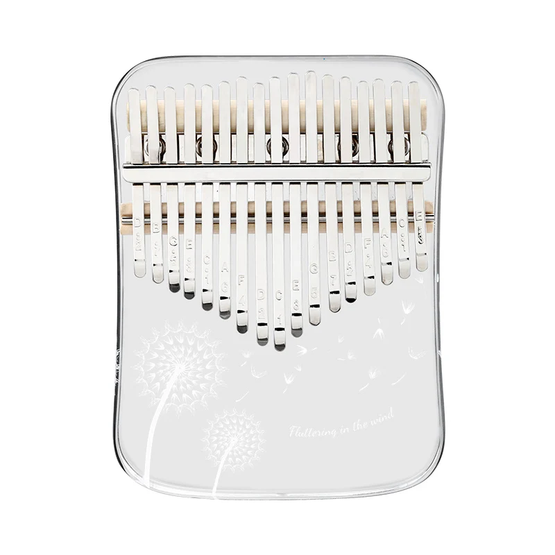 Hluru Acrylic Kalimba Feather & Dandelion 17/21 keys Solid Board Transparent Thumb Piano