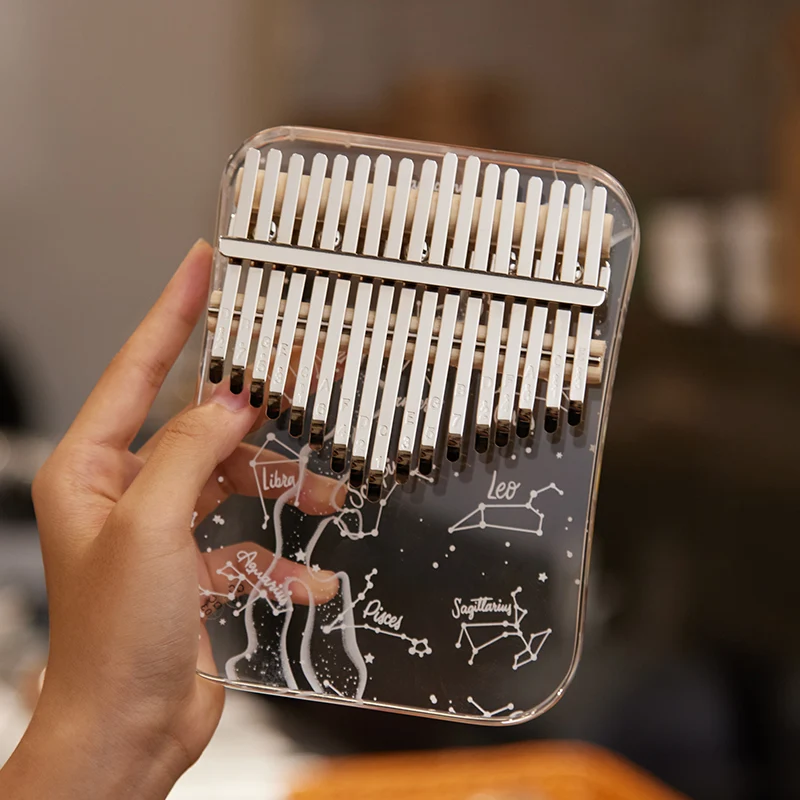 Hluru Acrylic Kalimba Constellation Zodiac Sign 17/21 keys Transparent Finger Thumb Piano