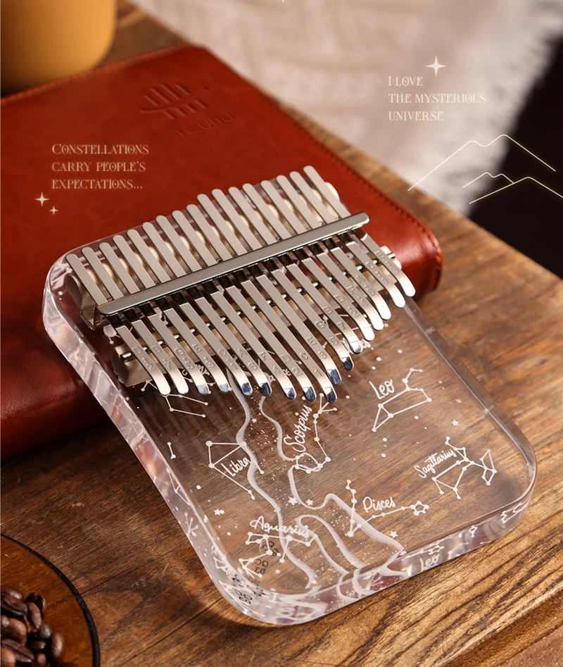 Hluru Acrylic Kalimba Constellation Zodiac Sign 17/21 keys Transparent Finger Thumb Piano