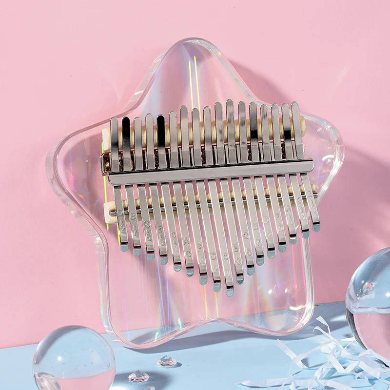 Hluru Acrylic Kalimba 17/21 keys Transparent Star Finger Thumb Piano
