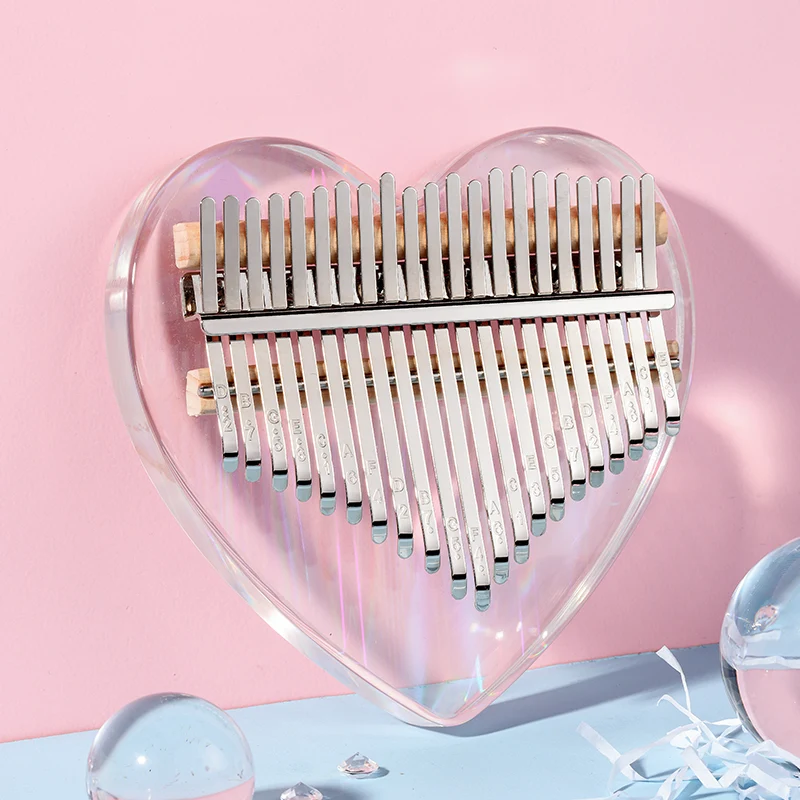 Hluru Acrylic Kalimba 17/21 keys Rainbow Love Heart Colorful Thumb Piano