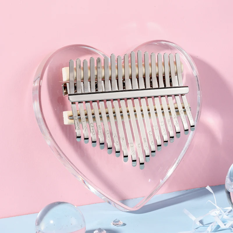 Hluru Acrylic Kalimba 17/21 keys Rainbow Love Heart Colorful Thumb Piano