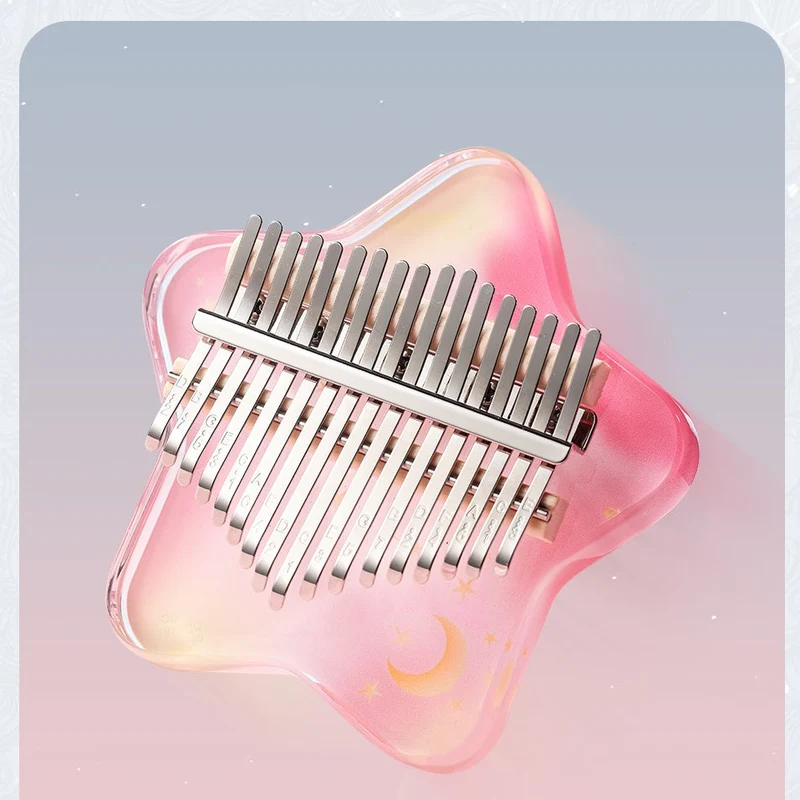 Hluru Acrylic Kalimba 17/21 keys Dreamlike Stars Cherry Blossom Pink Thumb Piano