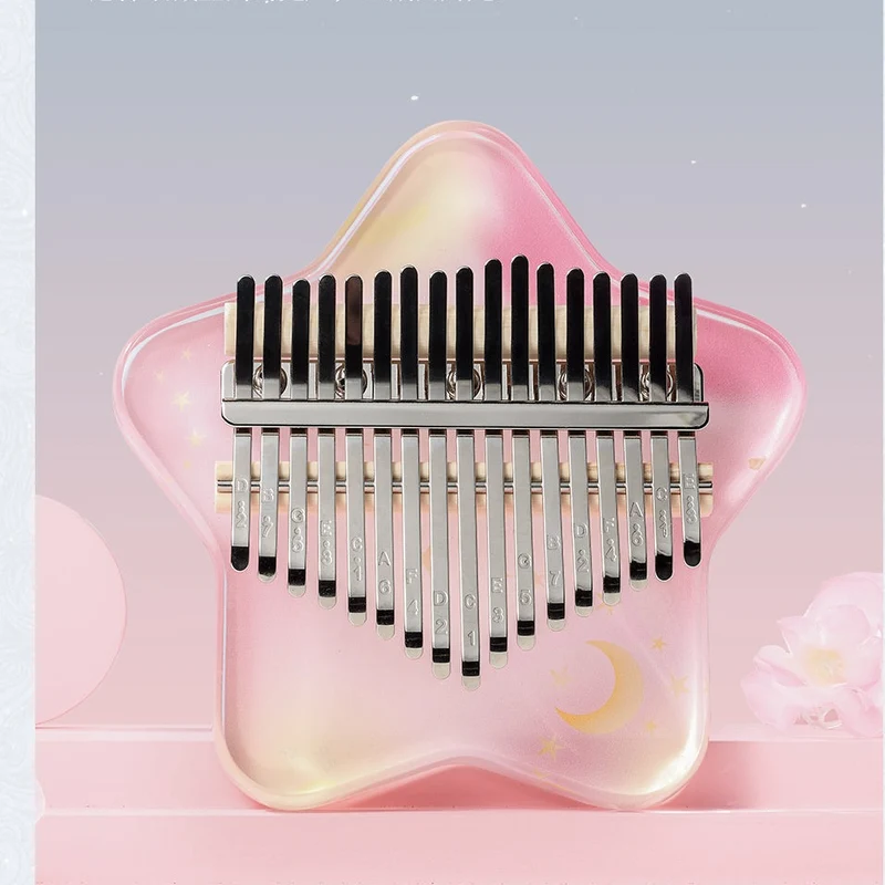 Hluru Acrylic Kalimba 17/21 keys Dreamlike Stars Cherry Blossom Pink Thumb Piano