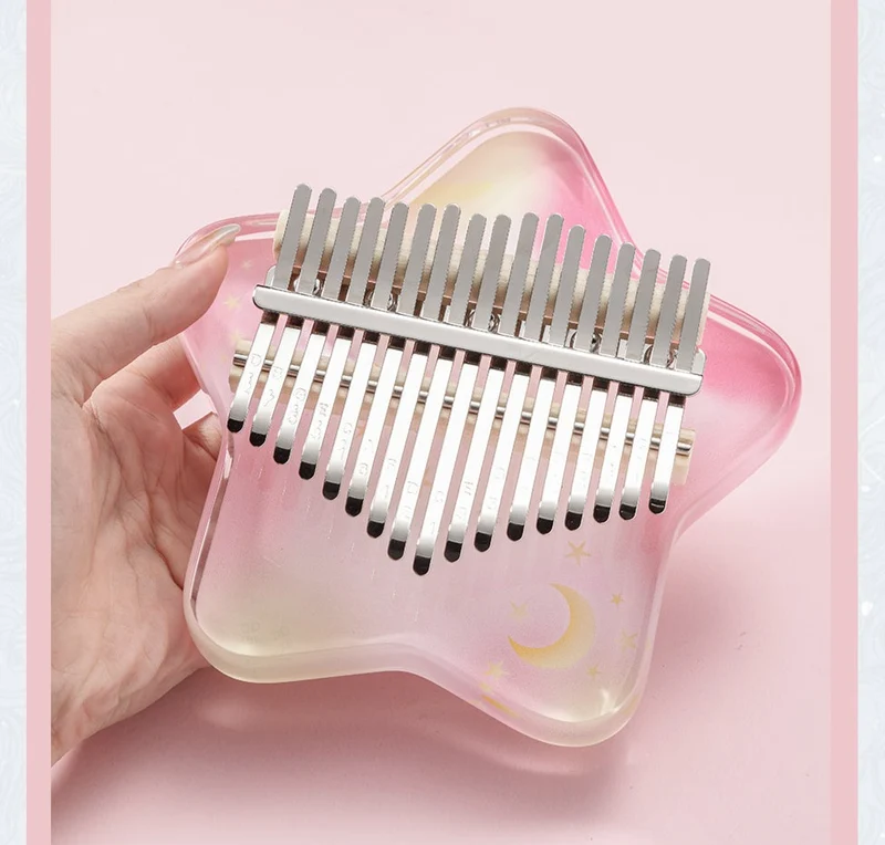 Hluru Acrylic Kalimba 17/21 keys Dreamlike Stars Cherry Blossom Pink Thumb Piano