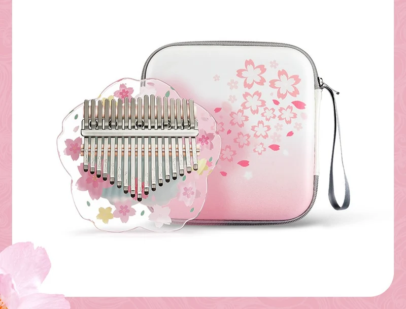 Hluru Acrylic Kalimba Piano 17/21 keys Transparent Cherry Blossom Sakura Thumb Piano