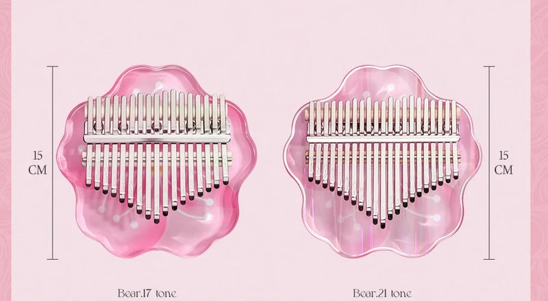 Hluru Acrylic Kalimba Piano 17/21 Tones Sakura Flower Pistil Transparent Finger Piano
