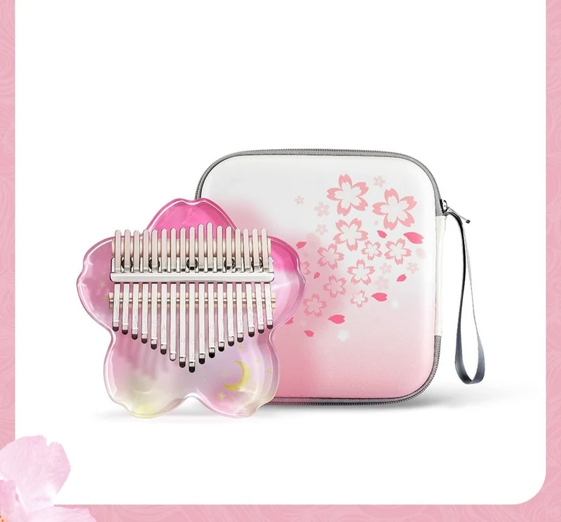 Hluru 17 Tones Acrylic Kalimba Piano Cherry Blossom Petal Sakura Finger Thumb Piano