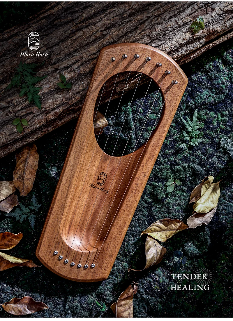 Hluru Mini Lyre Harp 7-string "Light on earth" Instrument Gift for Beginners