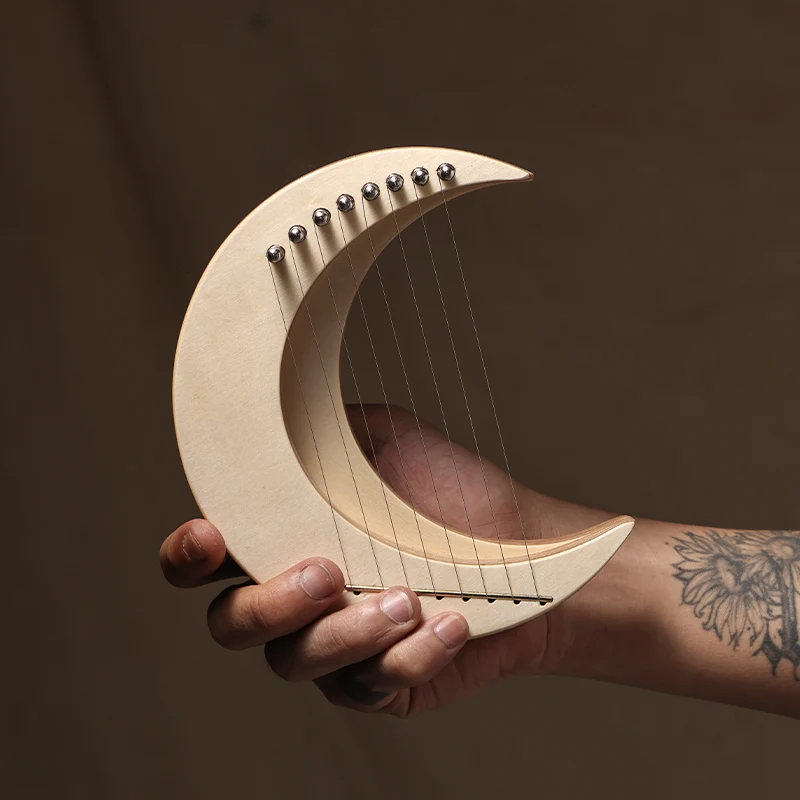 Hluru Mini Moon Lyre Harp Crescent Luna 8-string Instrument Gift