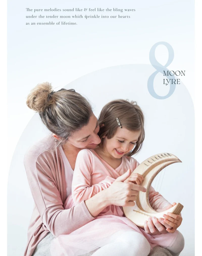 Hluru Mini Moon Lyre Harp Crescent Luna 8-string Instrument Gift