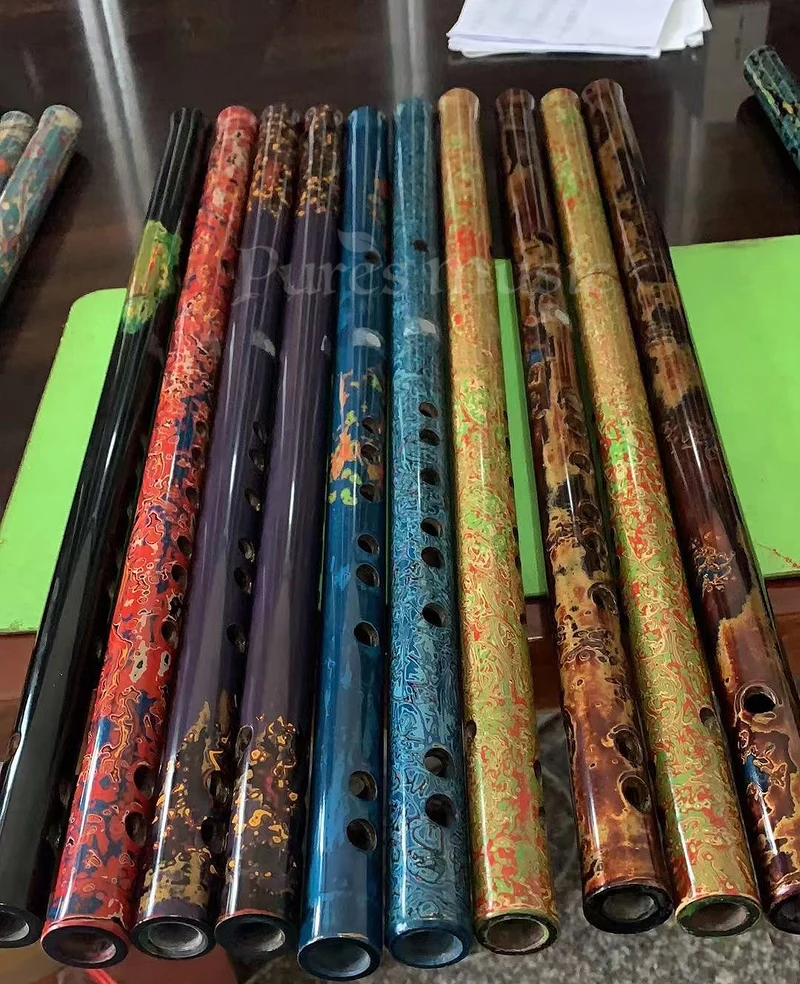 Bamboo Flute Hand Painted Dizi Expert Level Traditional Instrument Collectible Flute