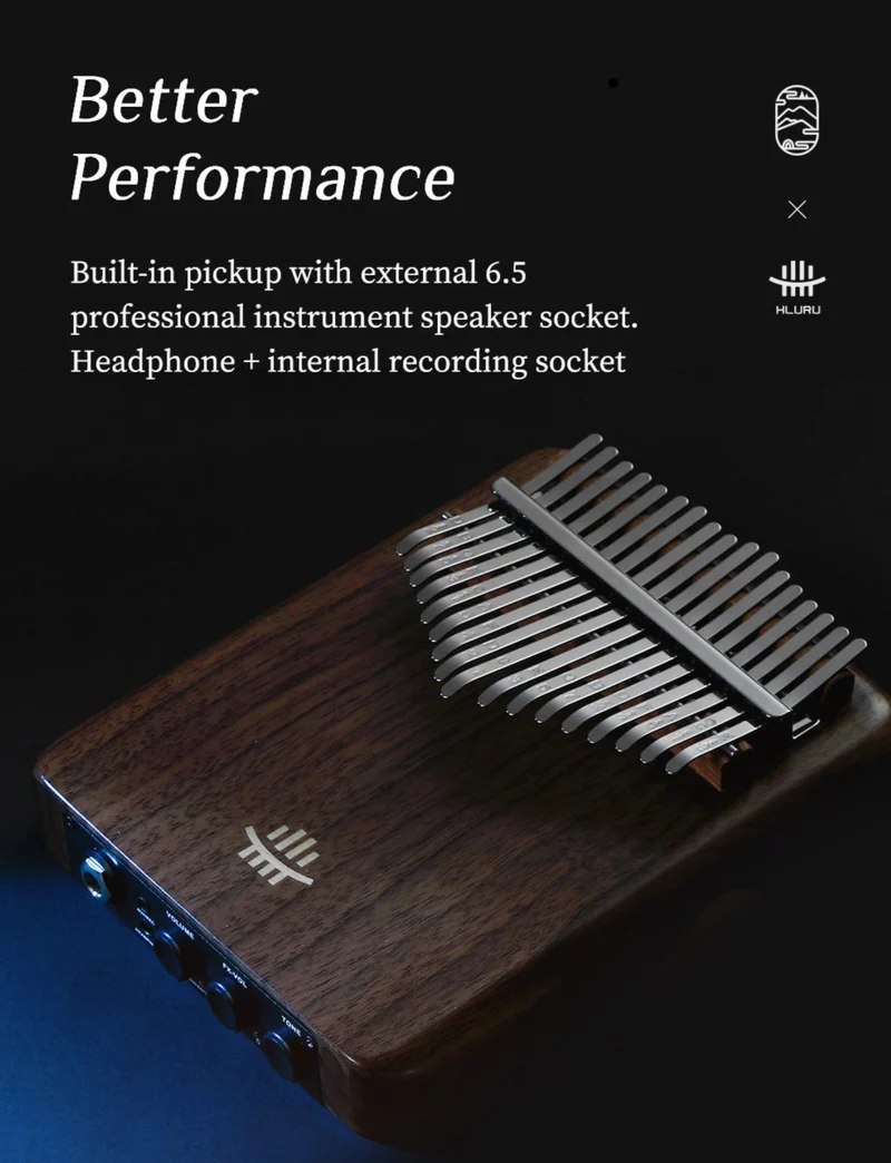 Hluru EQ Kalimba Electric Thumb Piano Smart Effector Walnut Finger Piano