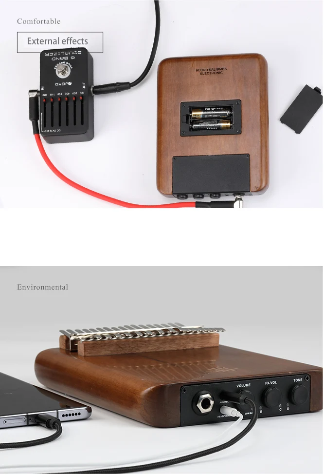 Hluru EQ Kalimba Electric Thumb Piano Smart Effector Walnut Finger Piano