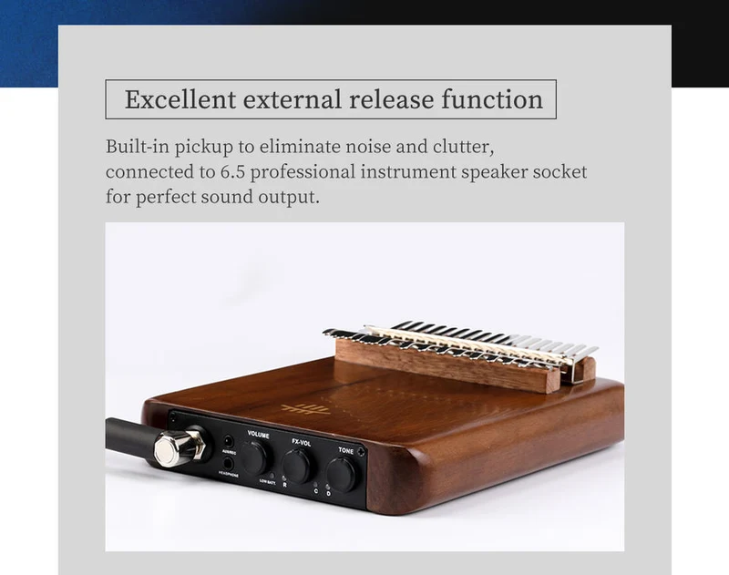 Hluru EQ Kalimba Electric Thumb Piano Smart Effector Walnut Finger Piano