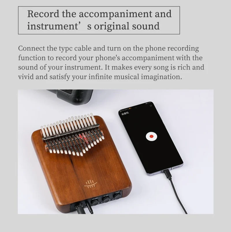 Hluru EQ Kalimba Electric Thumb Piano Smart Effector Walnut Finger Piano