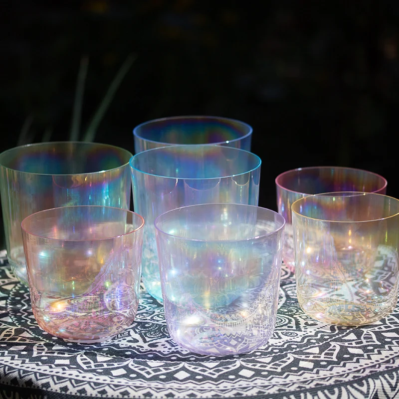 Alchemy Cosmic Light Singing Bowl Set Clear Quartz Bowl Chakra Meditation Sound Bowl