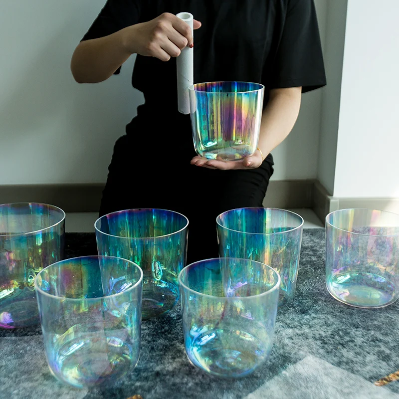 Cosmic Light Singing Bowl Set Alchemy Bowl Clear Quartz Northern Light Bowls