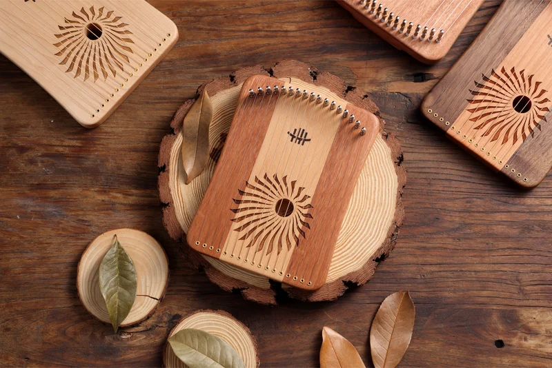 Hluru Harpika 17/31 String Finger Lyre Combine Wood Monochord Kalyre Mini Lyre Instrument
