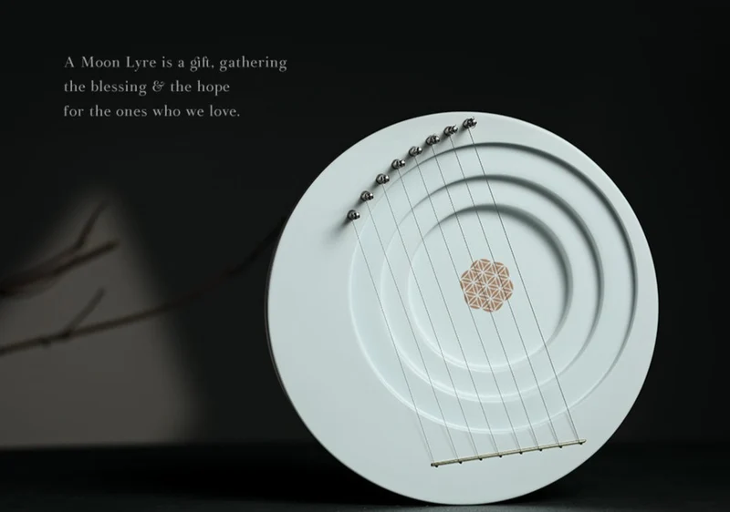 Hluru Moon Lyre Harp Full Moon 8/11/15 String Instrument Flower of Life Pattern