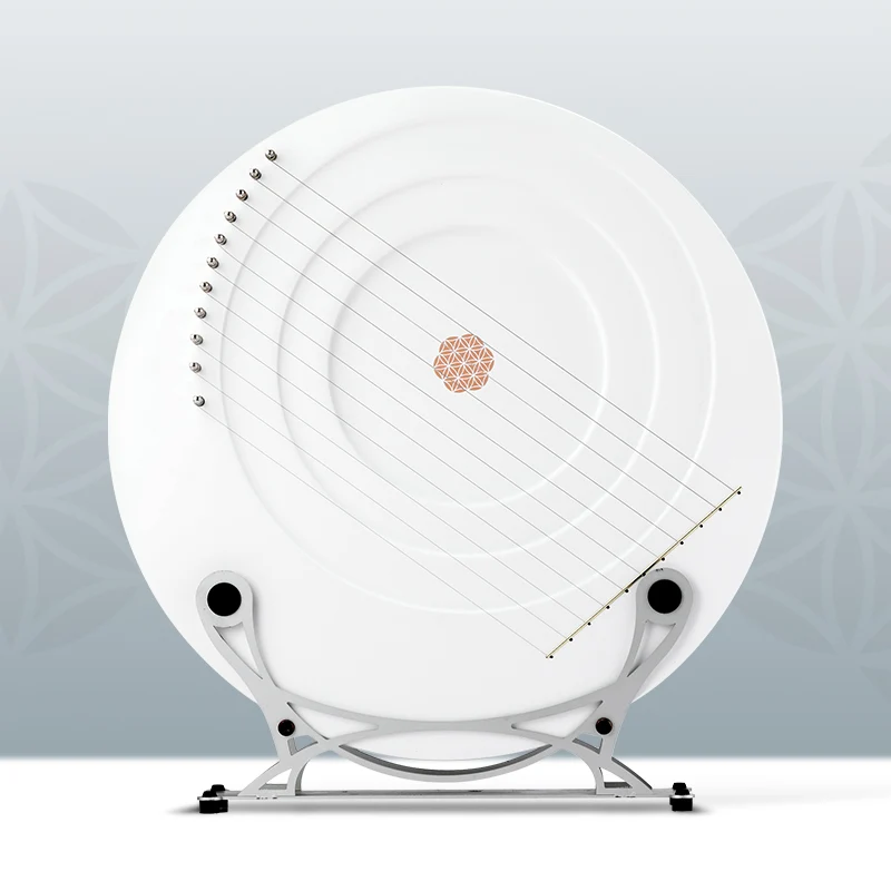 Hluru Moon Lyre Harp Full Moon 8/11/15 String Instrument Flower of Life Pattern