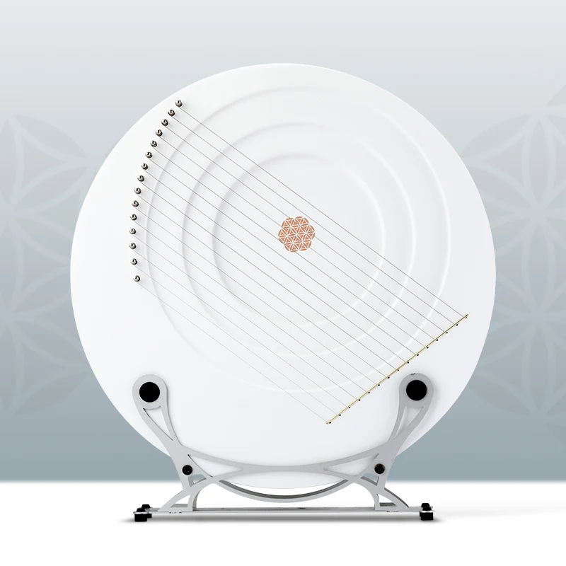 Hluru Moon Lyre Harp Full Moon 8/11/15 String Instrument Flower of Life Pattern