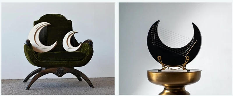 Hluru Moon Lyre Harp Luna Crescent 8/11/15 String Instrument Beginners Gift