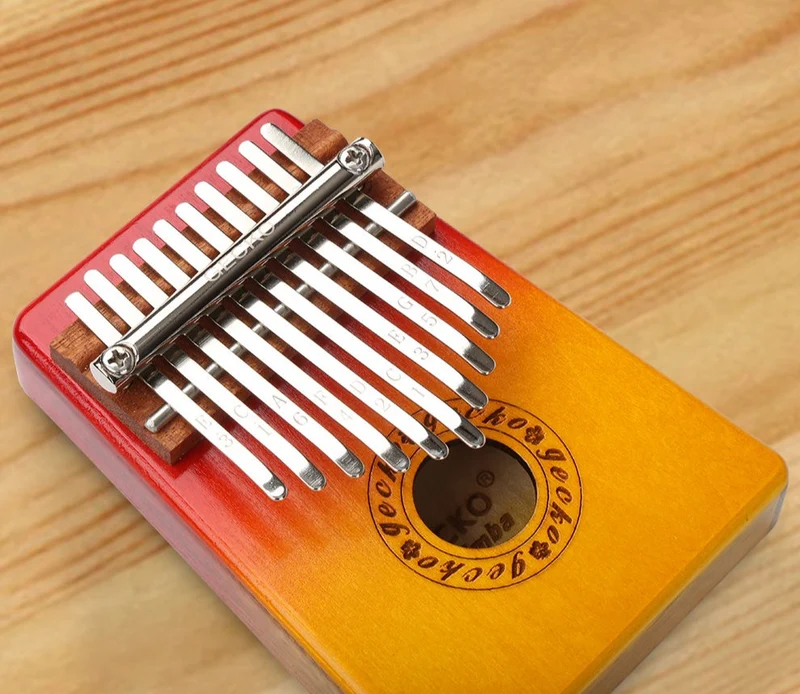 Gecko Mini Kalimba 10 Keys Thumb Piano Sun Color Birch Wood Finger Piano