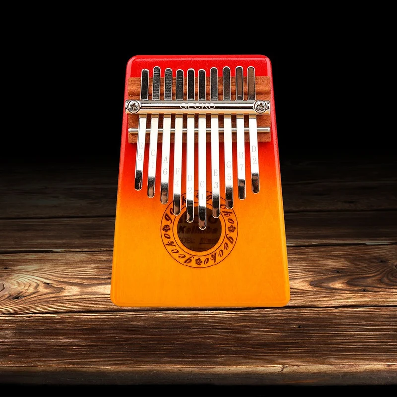 Gecko Mini Kalimba 10 Keys Thumb Piano Sun Color Birch Wood Finger Piano