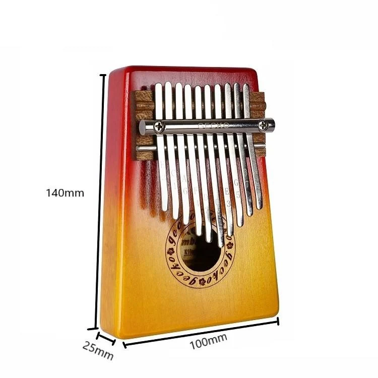 Gecko Mini Kalimba 10 Keys Thumb Piano Sun Color Birch Wood Finger Piano