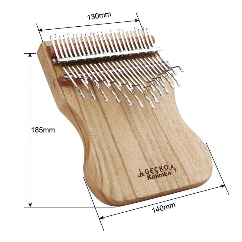 Gecko Kalimba 24 Key Slim Key Thumb Piano Treble Easy Flat Board Camphor Wood/Mahogany