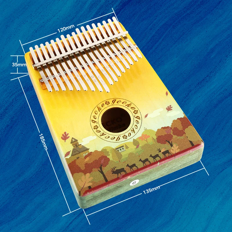 Gecko Kalimba 17-key Color Painting Hollow Thumb Piano Birch Wood Finger Piano