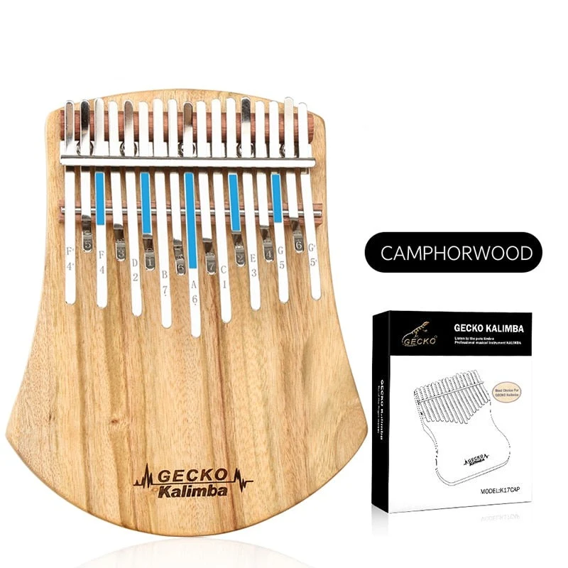 Gecko Kalimba 17-key Flat Board Thumb Piano A Tone Double Layer Solid Camphor Wood Piano