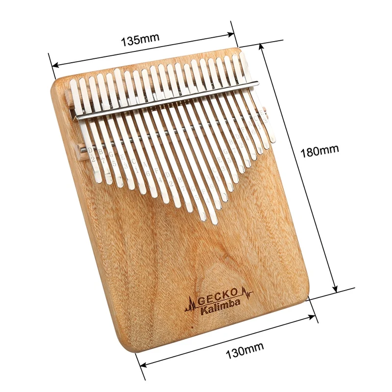 Gecko Kalimba 21 Key Camphor Wood Thumb Piano Solid Flat Board Finger Piano