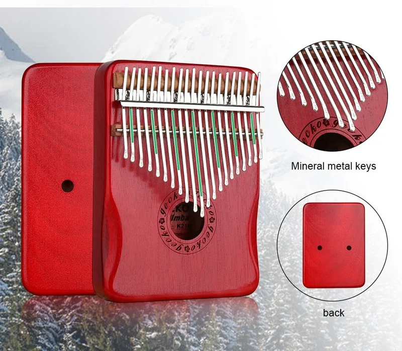 Gecko Kalimba 21-key Mahogany Wood Slim Key Thumb Piano Ore Tines Instrument