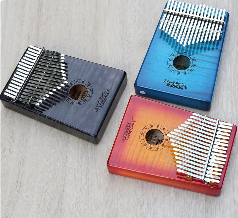 Gecko Kalimba 17-key Flame Maple Thumb Finger Piano Instrument MC-BL/B/S