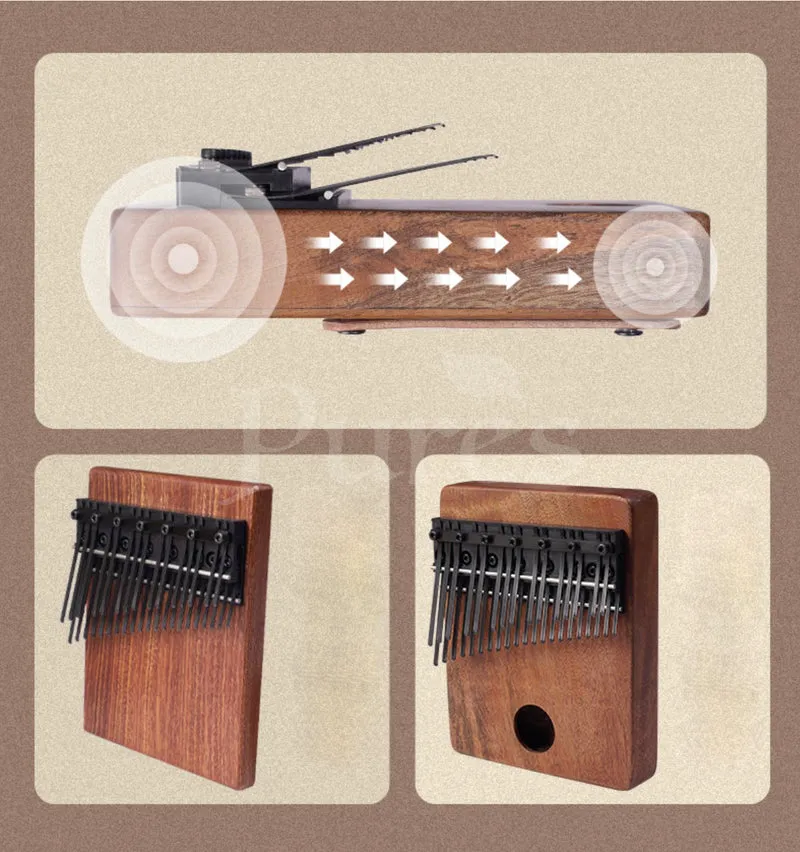 36 Keys Chromatic Kalimba Flat Board / Hollow Solid Wood Color Oxide Black Key Thumb Piano