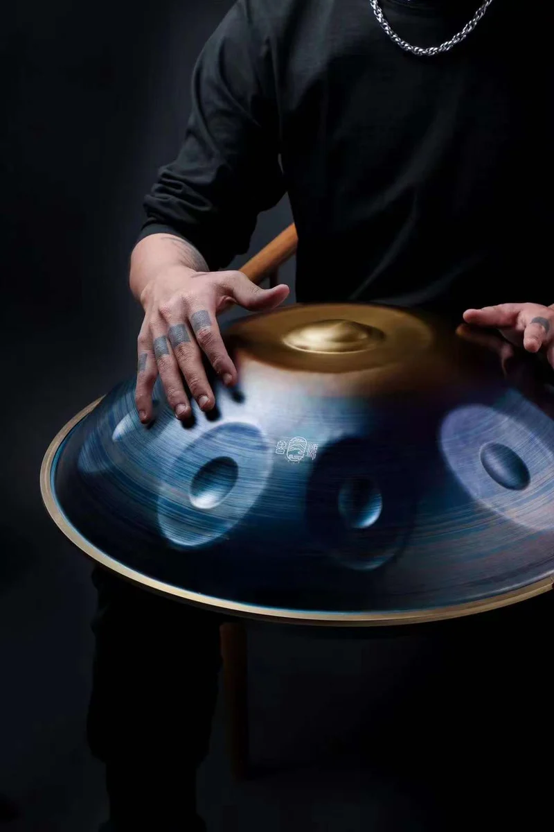 Generic Hluru Handpan Drum Upgraded style Blue Professional Hang Drum