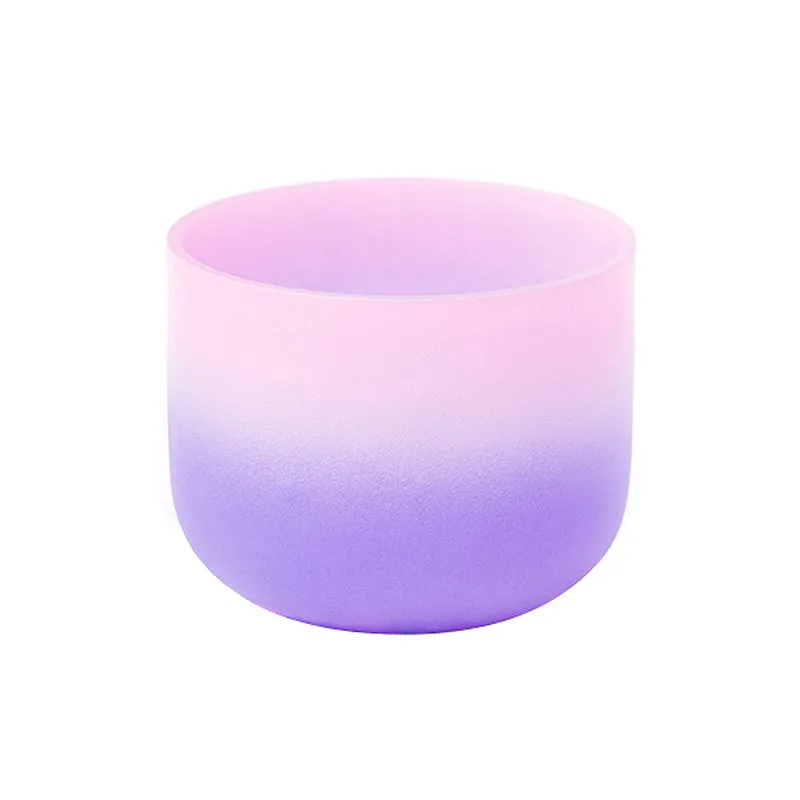 Pink Purple Gradient Crystal Quartz Bowl 8-12 Inch Singing Frosted Sound Healing Bowl