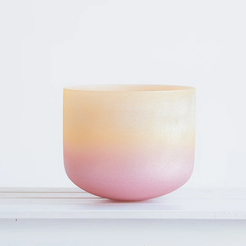 Rose Pink Gold Crystal Bowl 8-12 Inch Frosted Quartz Sound Healing Bowl Tones Sound Bath Instrument