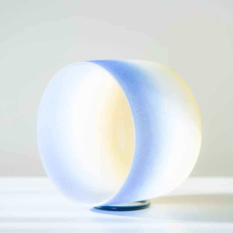 Blue-Yellow Frosted Crystal Singing Bowl 8-12-inch Quartz Chakra Sound Healing Bowl