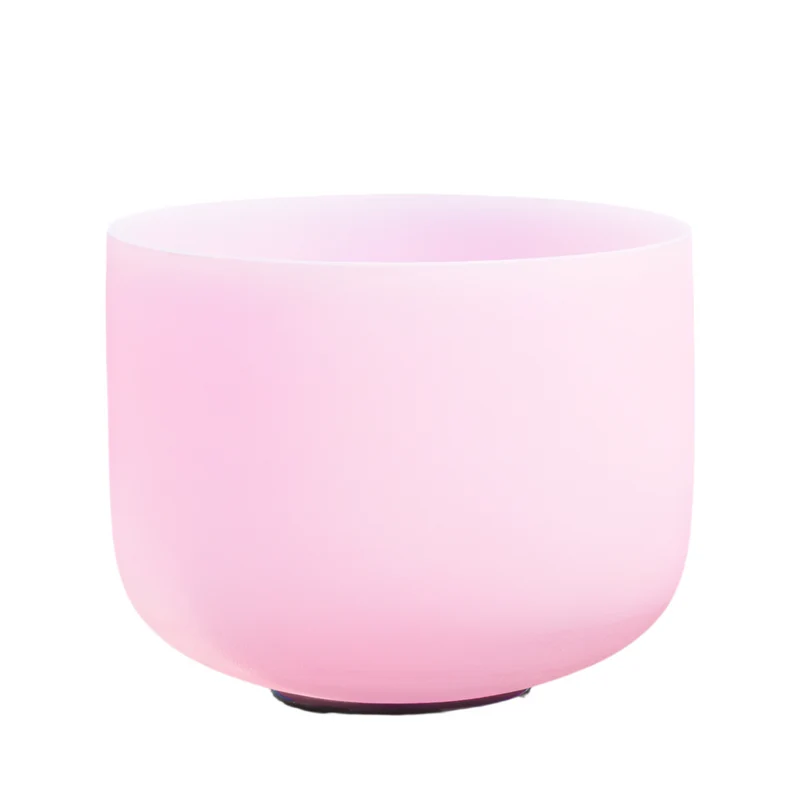 Pink Crystal Singing Bowl 8"~12" Chakra Frosted Quartz Sound Healing Bowl Meditation