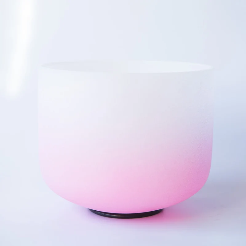 Gradient Pink Crystal Singing Bowl Frosted Quartz Sound Bowl 440/432Hz Chakra Bowl
