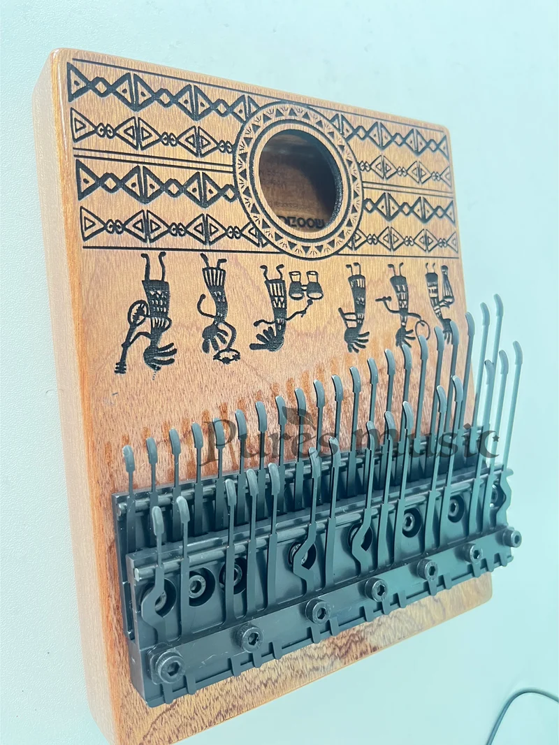 36 Keys Chromatic Kalimba Hollow/Solid Board Piano Semitone Scale African Graffiti Pattern