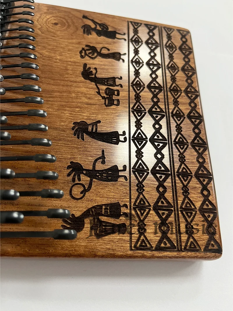 36 Keys Chromatic Kalimba Hollow/Solid Board Piano Semitone Scale African Graffiti Pattern