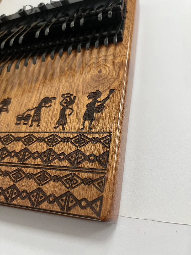 36 Keys Chromatic Kalimba Hollow/Solid Board Piano Semitone Scale African Graffiti Pattern