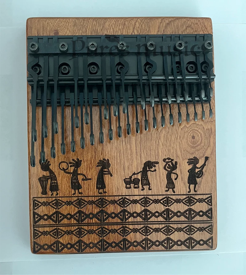 36 Keys Chromatic Kalimba Hollow/Solid Board Piano Semitone Scale African Graffiti Pattern
