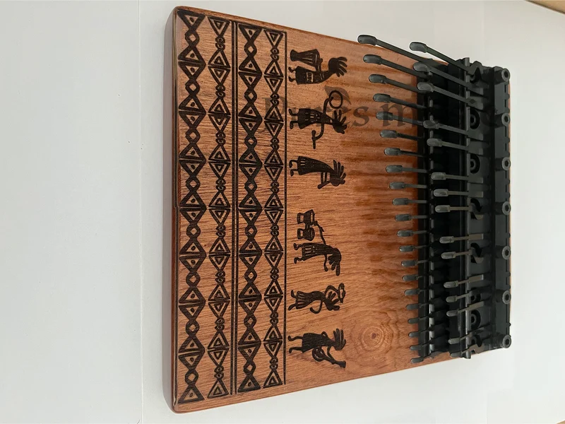 36 Keys Chromatic Kalimba Hollow/Solid Board Piano Semitone Scale African Graffiti Pattern