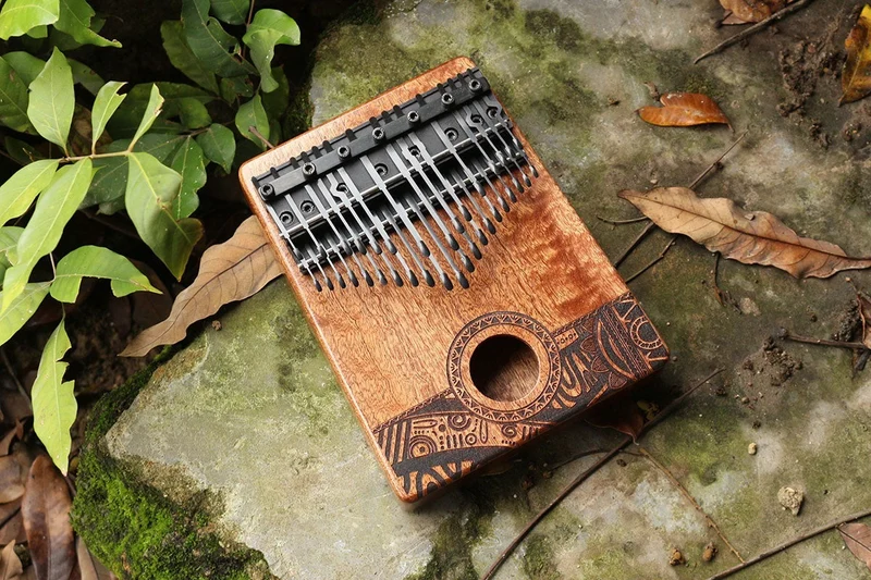 36 Keys Chromatic Kalimba Hollow/Solid Board Piano Semitone Scale African Graffiti Pattern